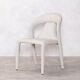 Off White Fully Upholstered Dining Chair Faux Leather Easy Clean