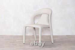 Off White Fully Upholstered Dining Chair Faux Leather Easy Clean