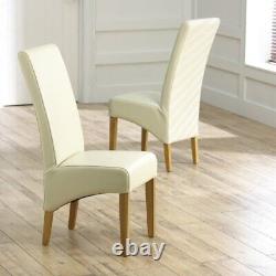 Ophelia Co Roma Upholstered Dining Chair Solid Wood Set of 2, Cream