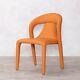 Orange Fully Upholstered Dining Chair Faux Leather Easy Clean