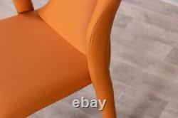 Orange Fully Upholstered Dining Chair Faux Leather Easy Clean