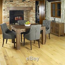 Oskar solid dark walnut furniture set of eight upholstered stone dining chairs