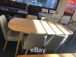 Oslo Oak 6-8 Extending Dining Table + 6 Fabric Upholstered Chairs Sale