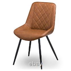 Oslo Tan Dining Chair Upholstered Cafe Restaurant Leather Scandi Contemporary