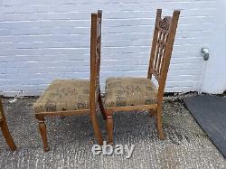 PROJECT, Set of 4 Wooden Dining Chairs, Upholstered Seat Pads