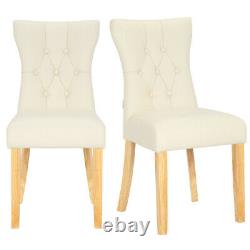 PU Leather Dining Chairs Buttoned Angel Wings Back Upholstered Chair Modern Seat