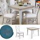 Painted Grey Dining Set With Extendable Table & Four Upholstered Dining Chairs