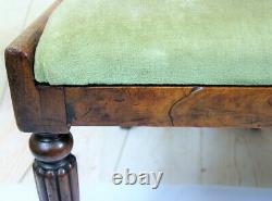 Pair Antique Georgian Mahogany Green Upholstered Hall Dining Bedroom Chairs