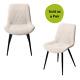 Pair Diamond Stitched Cream Upholstered Kitchen Home Dining Chairs Metal Legs