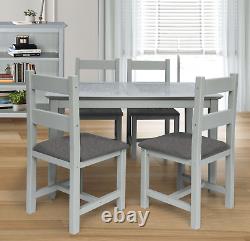Pair Dining Chairs Kitchen Furniture Padded Seats Grey Diner Painted Wooden