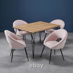 Pair Of 2 Dining Chair Plush Velvet Upholstered Round Back Lulu Dining Room Pink