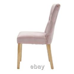 Pair Of Dining Chair Velvet Upholstered Back Naples Dining Room Blush Pink