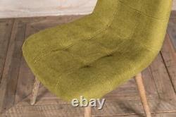 Pair Of Lime Green Linen Upholstered Scandinavian Style Dining Chair Fabric Cove