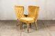 Pair Of Mustard Yellow Velvet Dining Chairs, Upholstered Side Chair, Button Back