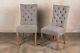 Pair Of Stone Grey Upholstered Dining Chair In French Style With Button Back