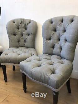 Pair Of Upholstered Button Backed Dining Chairs
