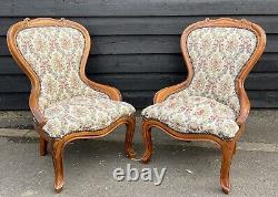 Pair Of Victorian Style Spoon Back Nursing Chairs For Upholstery