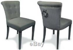 Pair Regal Sandringham Grey Linen Style Upholstered Dining or Accent Chair