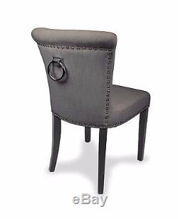 Pair Regal Sandringham Grey Linen Style Upholstered Dining or Accent Chair