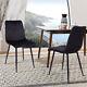 Pair Of 2 Black Velvet Dining Chairs Metal Legs Upholstered Chairs Seat Kitchen