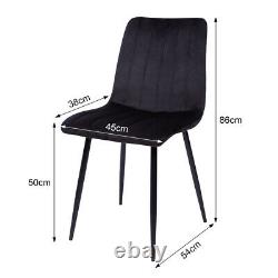 Pair of 2 Black Velvet Dining Chairs Metal Legs Upholstered Chairs Seat Kitchen