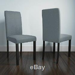 Pair of 2 Fabric Dining Chairs in Grey with Black legs