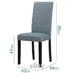 Pair of 2 Fabric Dining Chairs in Grey with Black legs