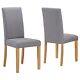 Pair Of 2 Fabric Dining Chairs In Grey With Solid Oak Legs
