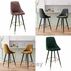 Pair of Bar Stools Upholstered Seat Dining Bar Chairs Kitchen Island Barstools