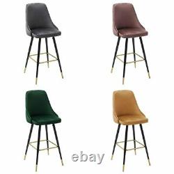 Pair of Bar Stools Upholstered Seat Dining Bar Chairs Kitchen Island Barstools