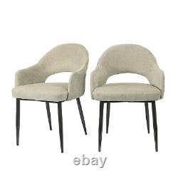 Pair of Beige Fabric Dining Chairs Colbie