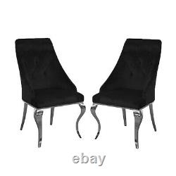 Pair of Black Velvet Dining Chairs with Chrome Legs Vida Living Csa-111-BK-BD