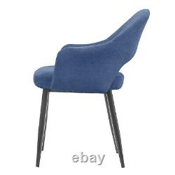 Pair of Blue Dining Chairs in Chenille Fabric Colbie