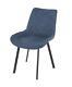 Pair Of Blue Fabric Dining Chairs Upholstered Accent Modern Black Metal Legs