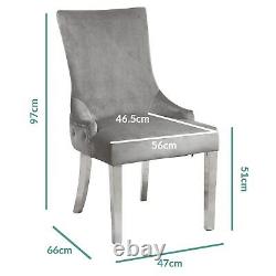 Pair of Button Back Grey Velvet Dining Chairs Jade Boutique JAD026