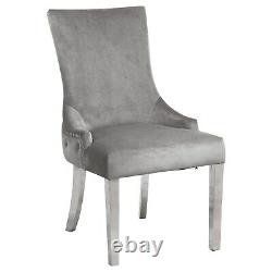Pair of Button Back Grey Velvet Dining Chairs Jade Boutique JAD026