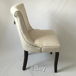 Pair of Carlton Neutral Beige Upholstered Ring Back Dining Kitchen Chair Chairs