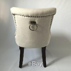 Pair of Carlton Neutral Beige Upholstered Ring Back Dining Kitchen Chair Chairs