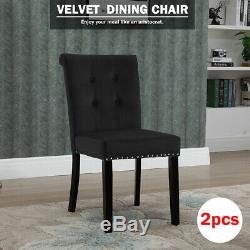 Pair of Dining Room Chairs with Knocker Back Ring Crushed Velvet Upholstered UK