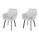 Pair Of Grey Pu Leather Armchairs Upholstered Accent Modern Black Metal Legs