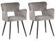 Pair Of Grey Soft Cushioned Upholstered Velvet Dining/restaurant Chairs