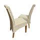 Pair Of High Back Dining Chairs Fabric With Solid Oak Legs Upholstered Seat Home