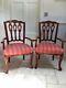Pair Of Large Carver Dining Hall Arm Chairs Upholstered Mahogany