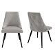 Pair Of Light Grey Fabric Dining Chairs With Buttoned Back Maddy