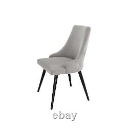 Pair of Light Grey Fabric Dining Chairs with Buttoned Back Maddy