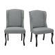 Pair Of Linen/velvet Wingback Dining Chairs Upholstered Side Chair Bar Stools Uk