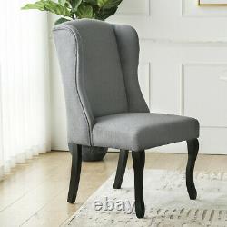 Pair of Linen/Velvet Wingback Dining Chairs Upholstered Side Chair Bar Stools UK