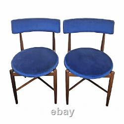 Pair of Mid Century V. B Wilkins G Plan Fresco Blue Upholstered Dining chairs