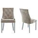 Pair Of Mink Knocker Chairs In Velvet With Chrome Legs & Studs Jade Bou Jad007