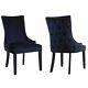 Pair Of Navy Blue Velvet Dining Chairs With Buttoned Back Jade Boutique Jad025